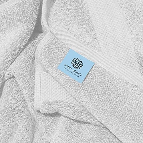 Toalhas de banho de algodão de luxo clássicas brancas | 4 Pacote de banho de luxo tapete | 2 pacote de embalagem