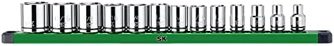 SK 3/8 Drive Socket Set, soquetes SAE, 13 peças, 1/4 a 1 , acabamento superkrome®, construção preminum CR-V, com organizador