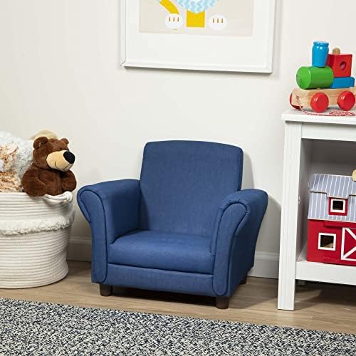 Melissa e Doug Denim Fabric Child's Armchair - Móveis infantis, cadeira de leitura infantil, cadeiras para crianças pequenas,