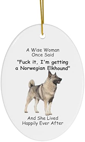Lovesout engraçado norueguês Elkhound Grey Dog Gifts 2023 Ornamentos de árvore de Natal Sábio Mulher uma vez disse