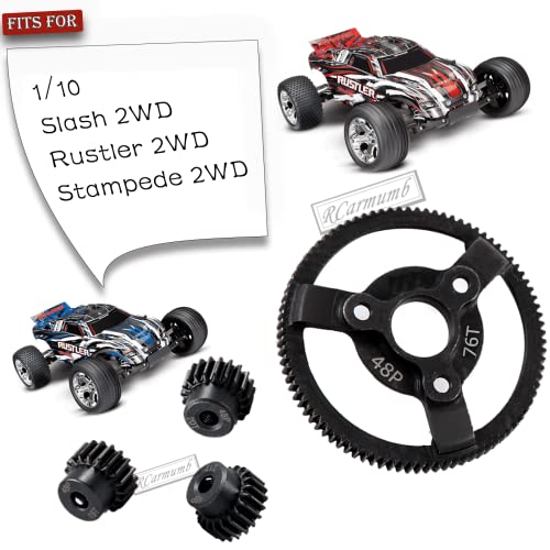 RCARMUMB 48P 76T As atualizações de engrenagens de transmissão para 1/10 barra 2WD, Rustler, Stampede, Metal Steel 76t Spur Gear