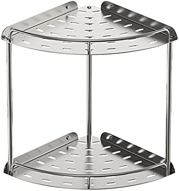 Fvrtft Rack de chuveiro sem perfuração prateleira de banheiro prateleiras de chuveiro de aço inoxidável canto de parede de canto montado no banheiro cozinha silver_1 camada 20cm