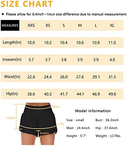 Coloque de cintura alta feminina Origiwish com liner Rick Dry Athletic Scurts shorts com zíper dos bolsos