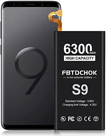 FBTDCHOK Atualizada Bateria Galaxy S9, [6300] Bateria de substituição de polímero de li para Samsung Galaxy S9 EB-BG960ABE, EB-BG960ABA,