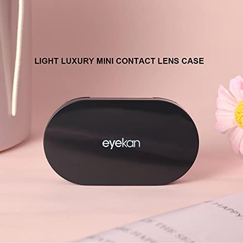 Caruncoo Mini Contact Lens Case, estojo de contato visual compacto para viajar, caixa de contato portátil com espelho