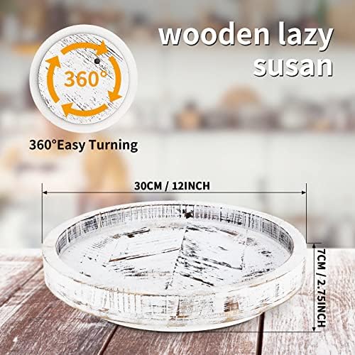Wood Lazy Susan Turtable, 12 polegadas de madeira branca de madeira preguiçosa de madeira Susan para armário, bandeja giratória