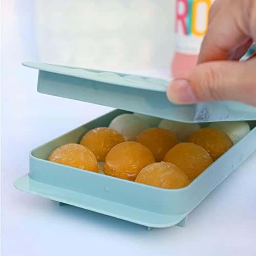 Kitoulea Pequena bandeja de cubo de gelo redondo com tampa para freezer fabricante de bolas de gelo sem BPA Bandejas de círculo de