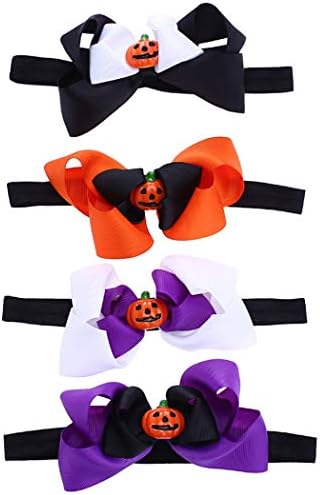 Mingmin-dz Hallowwene Decorações 4pcs elástico colorido Baby Baby Pumpkin Bowknot Hair Acessórios para meninas Banda de cabelo