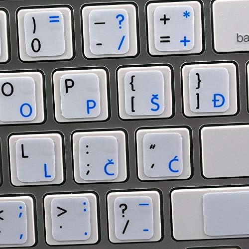 Mac croata/eslovena - inglês não transparente etiquetas de teclado Layout Bordado branco