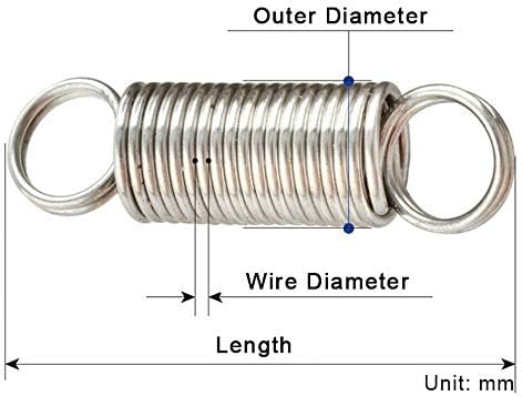Substitua o diâmetro externo do gancho de mola de mola sobressalente 5mm de tensão de tensão de tensão pequena de tensão