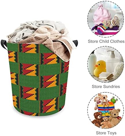 Africano Kente Print Laundry Basket Basket Storage Bin Horper Bag Roupos de roupas para dormitório doméstico