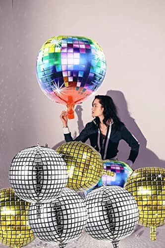 Balões de bola de discoteca para decorações de festas de discoteca dos anos 70, 9 pacote de 9 polegadas de 22 polegadas