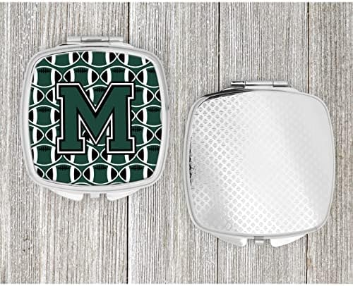 Tesouros de Caroline CJ1071-MSCM MSCM M Espelho compacto verde e branco de futebol, espelho de maquiagem de viagem decorativa para