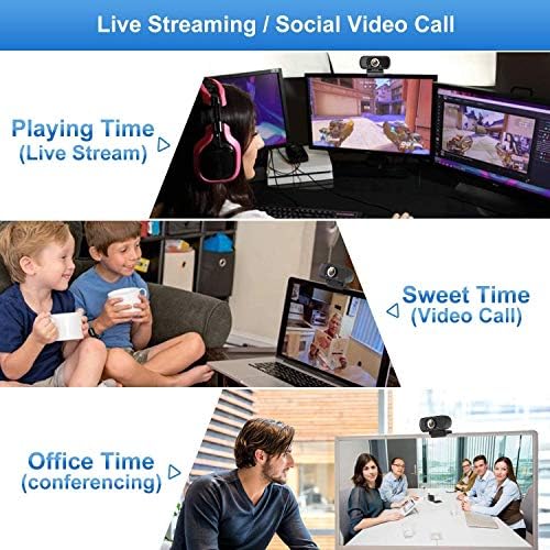 Webcam 1080p com microfone, câmera USB da Web Cam, Computer HD Streaming Webcam para PC Desktop Laptop Video Chamadas, Conferência