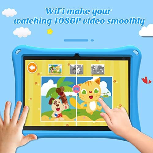 Tablet infantil, comprimido de 10 polegadas para crianças 32 GB ROM+512 GB Expandir comprimidos Android, comprimido de criança de controle parental, bateria de 6000mAh, 2 GB de RAM, câmera dupla de 2+8mp, BT, tablet WiFi Kids com caixa à prova de crianças