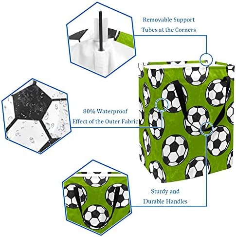 Kapotofu Lavanderia cesto com alça, futebol esporte de futebol cesta de armazenamento de algodão grande de futebol para roupas