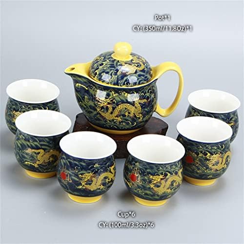 Conjunto de chá de cerâmica Porcelana Copo Dragon Dragão Tule de chá Kungfu Teaset Puer Teaware Yubin1993