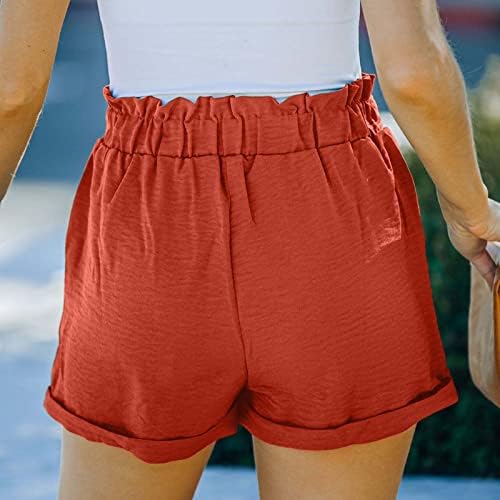 Spe969 Shorts de lazer Cinta de cintura elástica feminina Summer Summer Summer Short Pocket Pocket Solid Comfort com mata