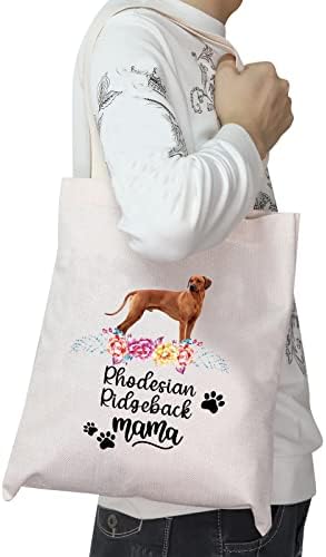 Jytapp Rhodesian Ridgeback Mama Tote Bag Dog Mom Gift Ridgeback Lover Canvas Bag de bolsa de compras reutilizável