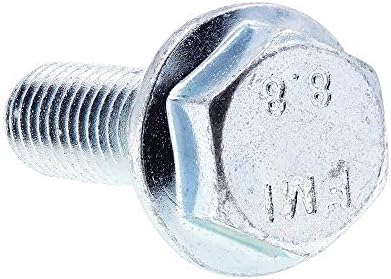 Prime-line 9089497 Flange Bolts, Classe 8.8 Metric, M8-1.25 x 25mm, aço banhado a zinco,