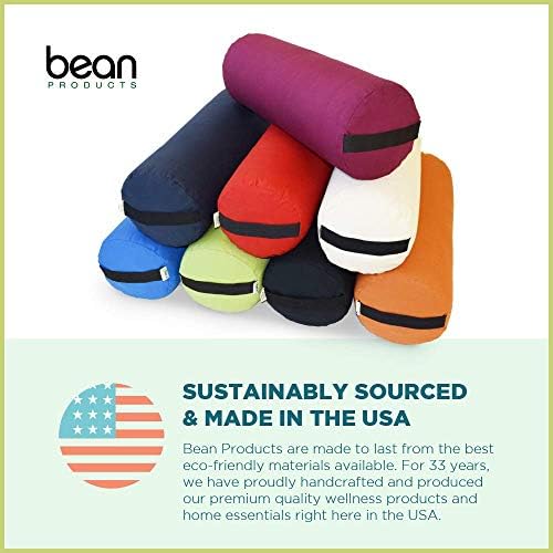 Produtos de feijão Bolster de ioga - Feito nos EUA com materiais ecológicos - almofadas de suporte redonda ou retangular