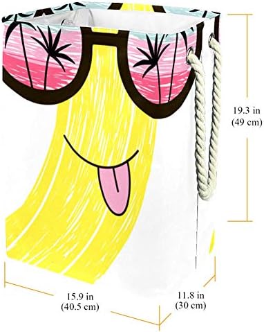 Caráter engraçado de fruta de banana em óculos de sol 300d Oxford PVC Roupas à prova d'água cesto de roupa grande para cobertores