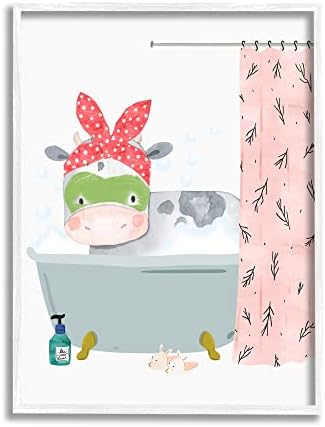 Stuell Industries Fazenda Infantil Bath Bath Tub Bels Slippers Banheiro Branco Arte da parede emoldurada