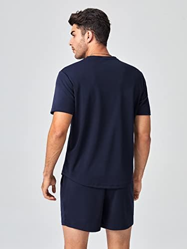 Roupas de duas peças de fioxa para homens camiseta sólida e shorts de trilha da cintura de cordão