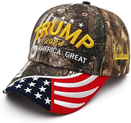 Idealforce Trump Hat 2024 Camo ajustável bordado Trump 2024 Baseball Cap