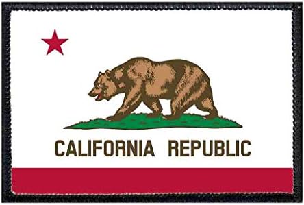 Patch moral da bandeira do estado da Califórnia | Aparecimento de gancho e loop para chapéus, jeans, colete, casaco | 2x3 in | Pull Patch