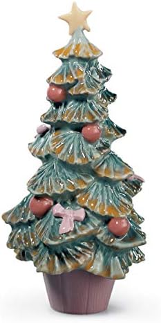 Lladró Feliz estatueta na árvore de Natal. Figura da árvore de Natal de porcelana.