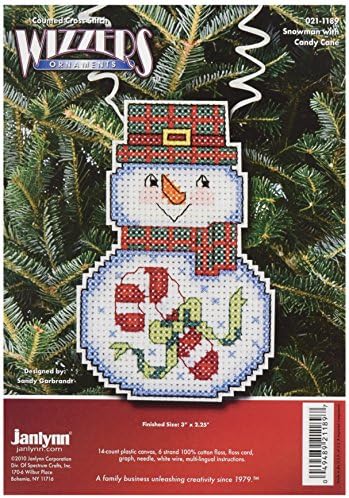 Janlynn Cross Stitch Kit, boneco de neve com cana de doce