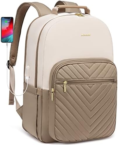 Backpack de laptop LoveVook para mulheres, bolsa de viagem de 17 polegadas com porto USB, bolsa de mochila de trabalho de