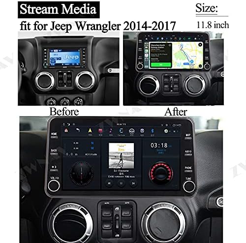 ZWNAV 11,8 polegadas Android 9 estéreo de carros para Jeep Wrangler 2011-2017, 4 GB RAM 64 GB ROM, Unidade de Navigação