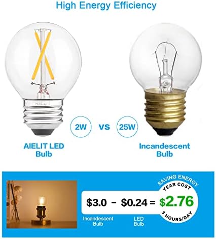 Lâmpadas LED de LED A15/A50 A15/A50 LED, 2W, 200 lúmens, 2700k branco, Blobe Vintage Led Edison Filem