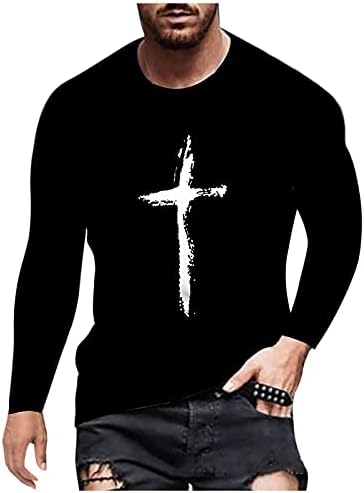 XXBR SOLDILIER THE-SHISTS DE MANAGEM LONGA PARA Mens, Fall 3d Rua Rua Fé Jesus Cross Print Workout Athletics Tops