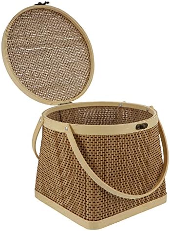 Doitool 1 PC Bamboo Gift Basket Basket Picnic Basket Storage Storage Basking com tampa