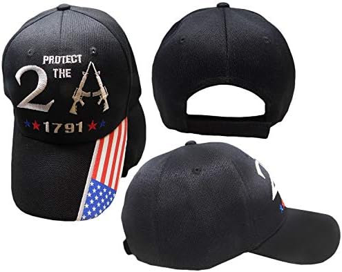 Proteja a 2a 2ª Emenda 1791 EUA bandeira em Bill Black Cap Hat Black Cap
