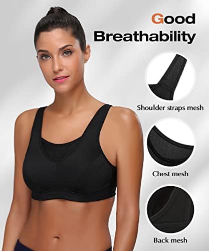 Wingslove Feminino de alto impacto Sports Sports Cobertura completa Wirefree Free Workout Bra Bra Plus Tamanho