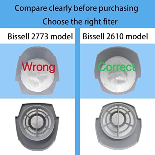 2 pacote 2610 2611 Filtros compatíveis com Bissell 3 em 1 Turbo Stick Stick Vac Série 2610, compare com a Parte # 1620624