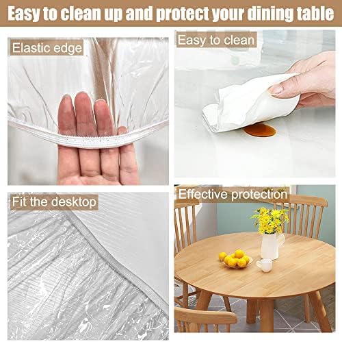 TWUTGAYW 40-44 em toalha de mesa redonda de vinil, tampa de mesa elástica de PVC, protetor de toalha de mesa plástica para mesa