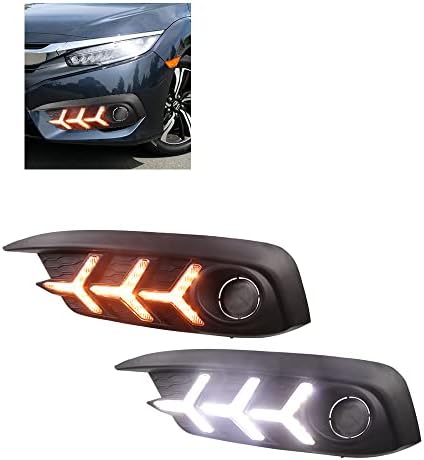 Luzes de LED Hibeyo compatíveis com Honda Civic 2017 2018 Spot Spot Light Watersperme Chumping Driving Lamp Set Desening Kit para