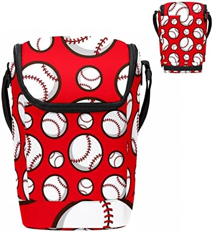 Lunhana de Guerrotkr para mulheres, lancheira para homens, lancheira pequena, padrão de vermelho de beisebol sem costura
