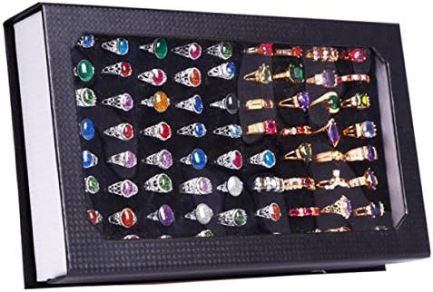 Organizador de armazenamento de colar Alta grau 72 Caixa de anel de slot Velvet Ring Ring Ring Exibir caixa de jóias Armazenamento de jóias