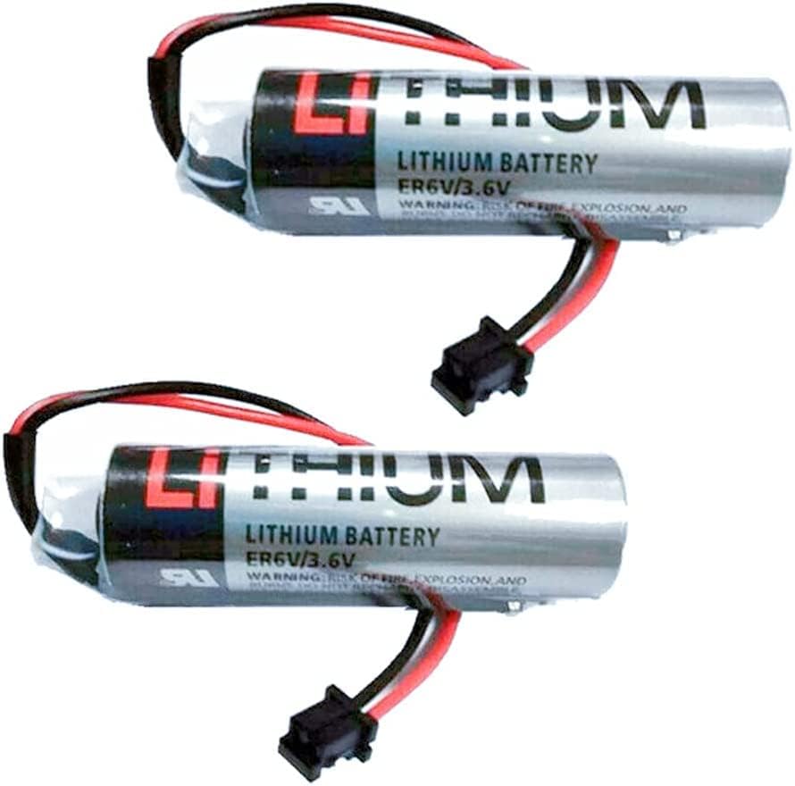 25 pacote 2400mAh ER6V/3.6V Bateria para ER6V AA Battery CNC Machine com Toshiba ER6V 3.6V Lithium plc Battery para Mitsubishi M70 plc com plugue preto