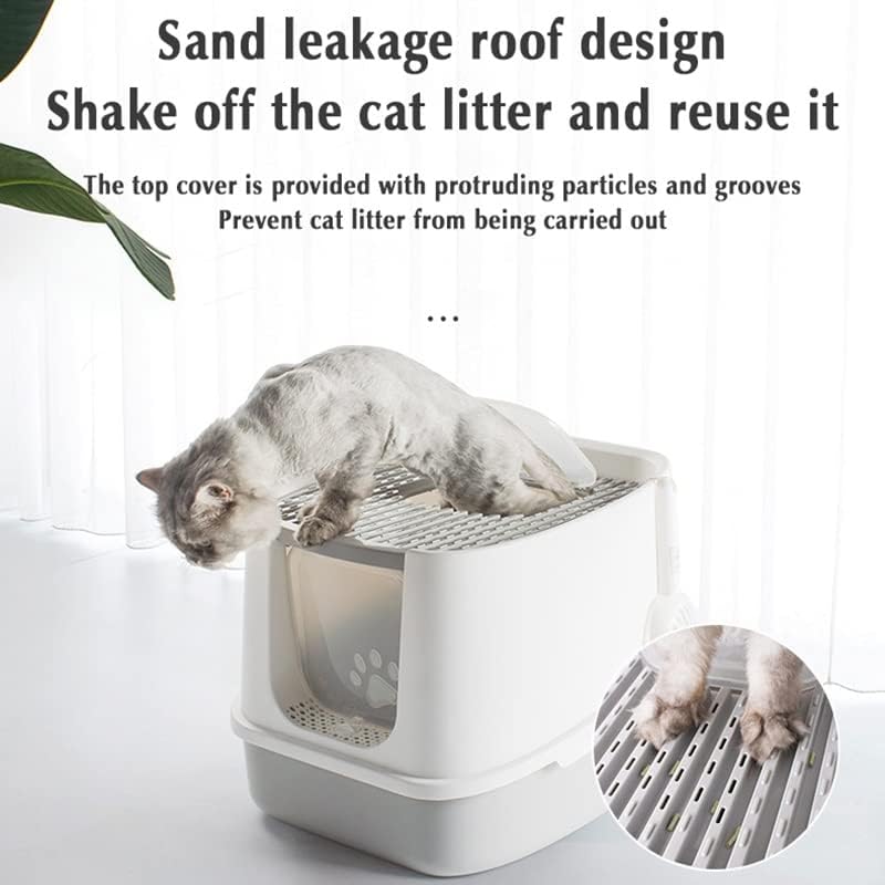 Caixa de areia do tipo TJLSS Glamshell para gatos para gatos anti-Splash Fechado Móveis para caixa de areia de gatinho