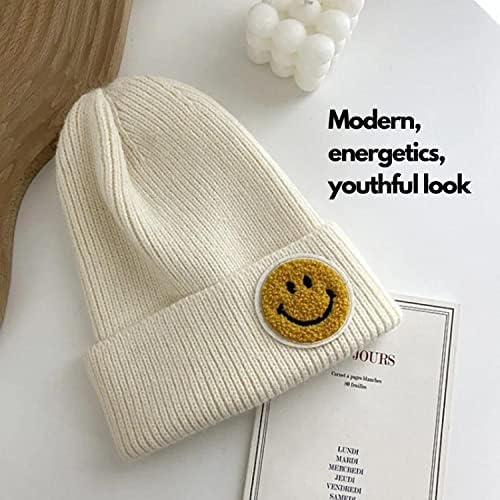 Homens e mulheres tricotaram Smiley Face Beanie | 11 variantes de cores | Chapéu de inverno acrílico suave | Macio