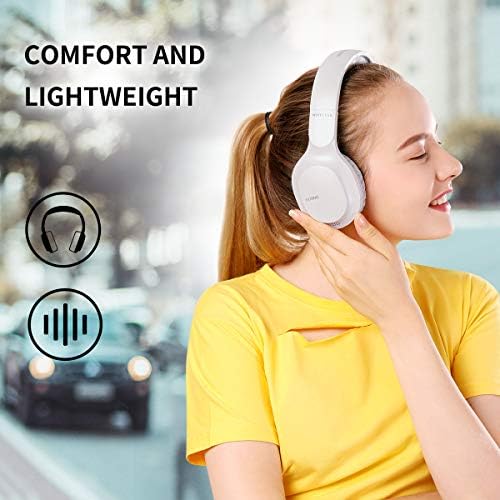 Fone de ouvido Bluetooth Somic Wireless com estéreo hi-fi, movimentos de ouvido com proteína de memória macia, tempo de reprodução de 72h sobre fone de ouvido, fones de ouvido de orelha de gato destacável para viagens/trabalho/classe/escritório ms300 branco