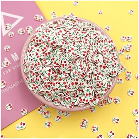 Kemeilian RTAO10 50G/LOTO Soft Polymer Clay Cherry Fruit Slamices Sprinkles para artesanato Fazendo acessórios de cartas shaker