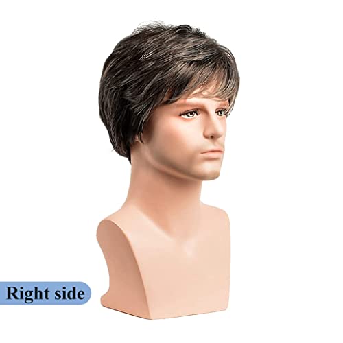 Lioons masculina peruca de camadas desgrenhadas de peruca curta curta resistente ao calor macio realista 8 em peruca completa para